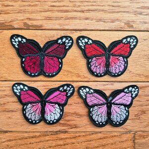 Butterfly Applique Patch - Embroidered Insect Badge 2-7/8" (Iron On) Set of 4